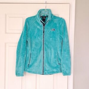 The North Face aqua sherpa soft front zip womens jacket fall coat.  Size Small.